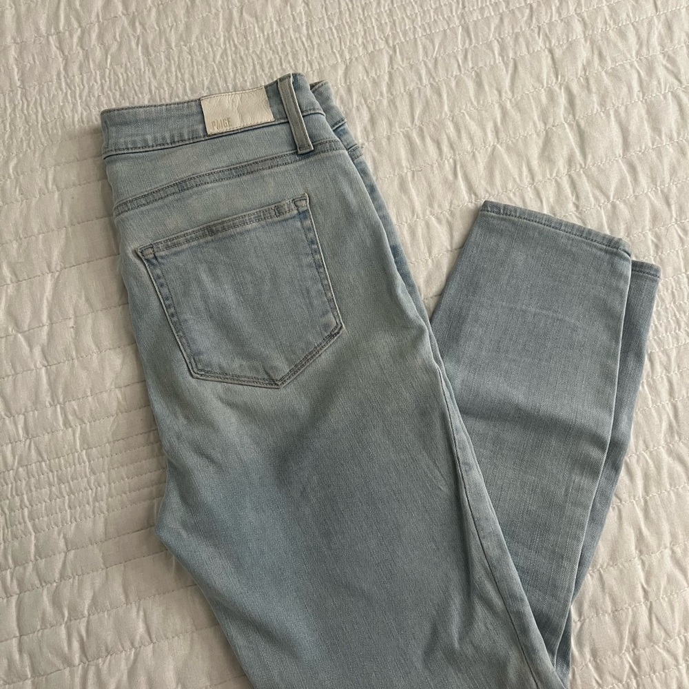 PAIGE Hoxton High Waist Light Wash Crop Skinny Jeans